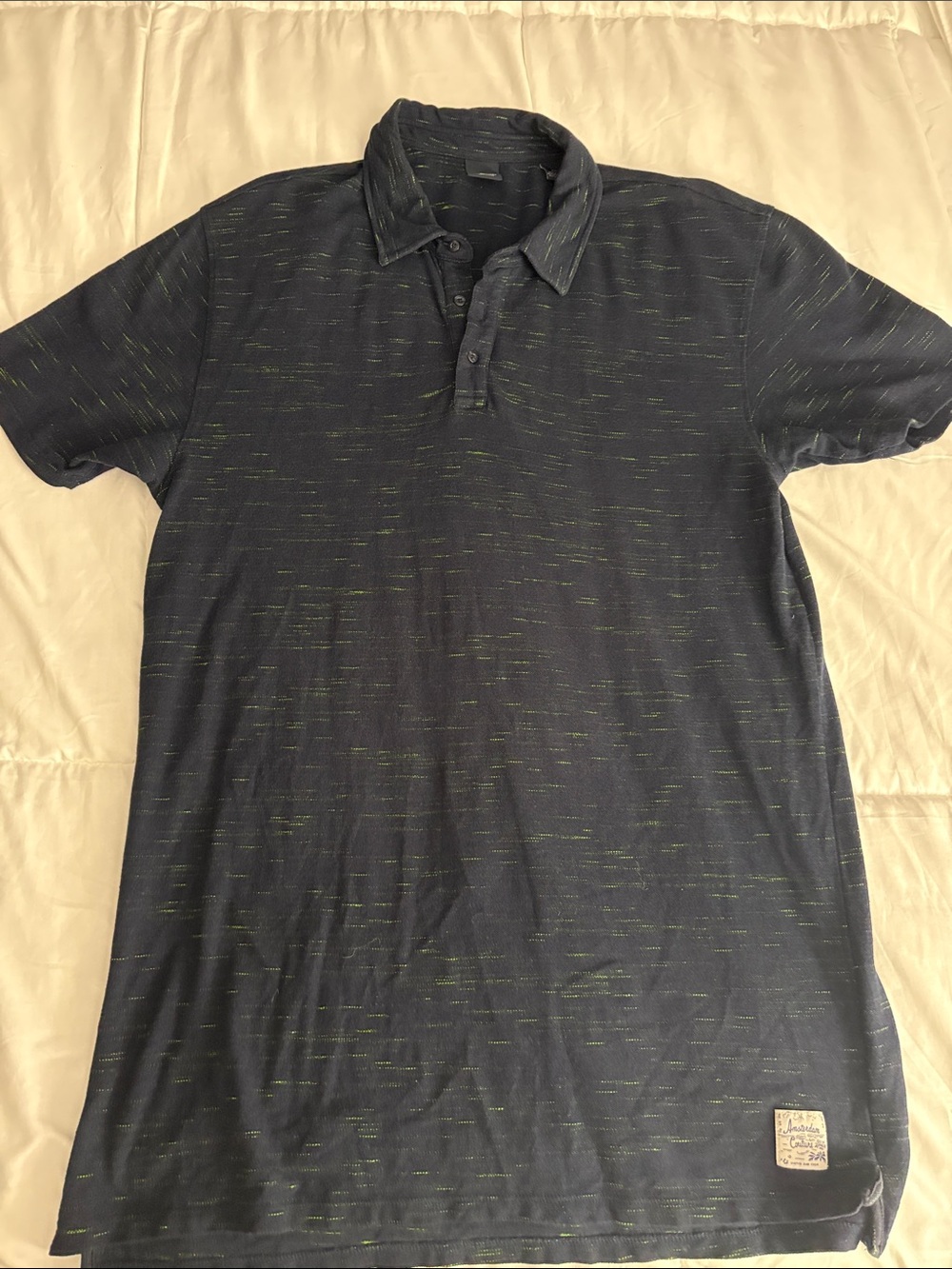 Scotch & Soda Navy Polo with Subtle Green Flecks